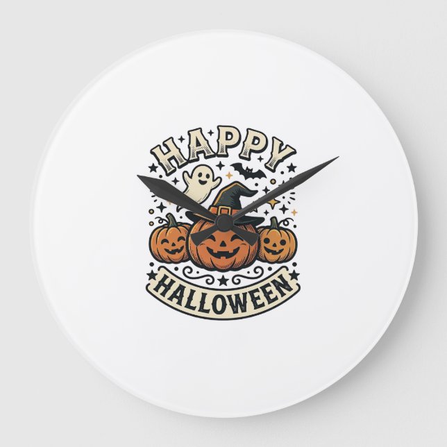 Relógio Grande Design de Camisa de Fantasma de Abóbora de Hallowe (Frente)