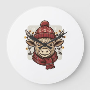Relógio Grande Design de Camisa Vetorial de Vaca das Terras Altas