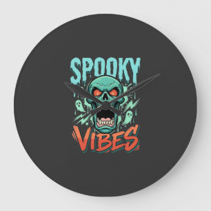 Relógio Grande Design de Caveira de Fantasma de Halloween Vibes A