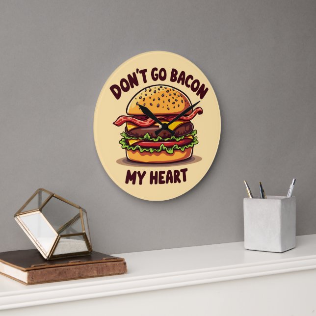 Relógio Grande Design de Cheeseburger Amante de Bacon com Piada d (Escritório)
