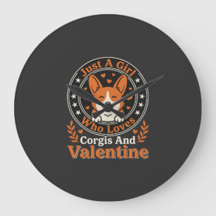 Relógio Grande Design de Corgis no Dia dos Namorados para Garotas