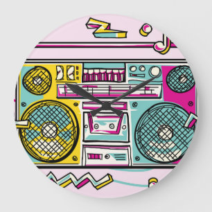 Relógio Grande Design de Desenho Colorido da Caixa Funky