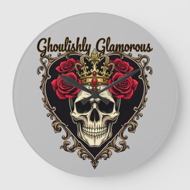 Relógio Grande Design de Elegância Halloween Ghouly Glamorous (Frente)