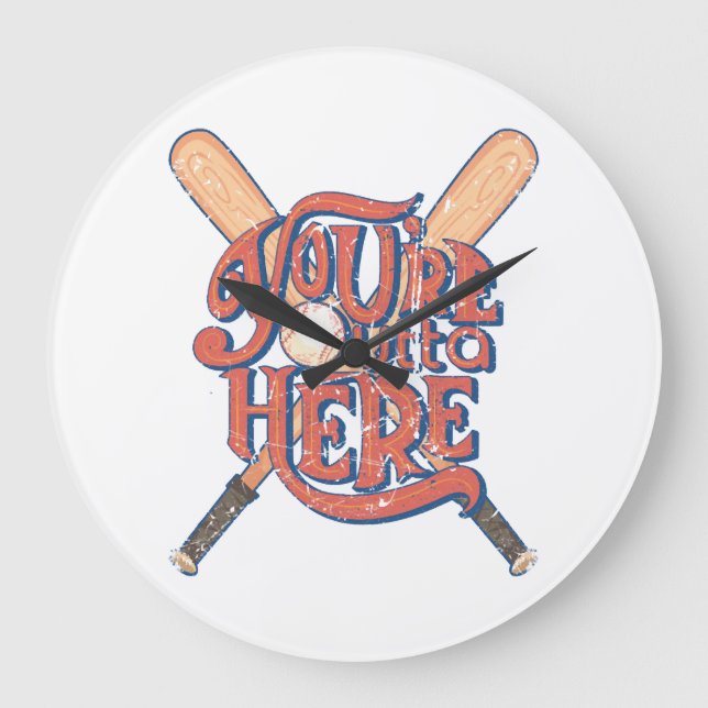 Relógio Grande Design de Fã de Beisebol Softbol Retro (Frente)