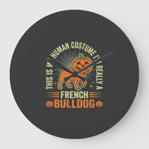 Relógio Grande Design de Fantasia Humana de Bulldog Francês Engra