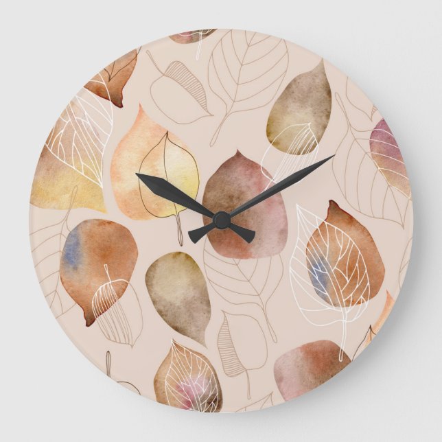 Relógio Grande Design de Folha de Folha de Água Gráfica (Frente)