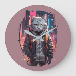 Relógio Grande Design de Gato de Rua Urbano
