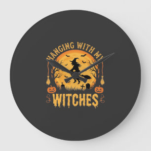 Relógio Grande Design de Halloween Pendurado Com Minhas Bruxas (2