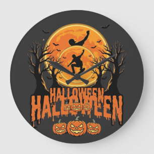 Relógio Grande Design de Lua de Skateboard de Halloween