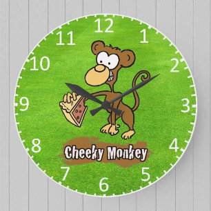 Relógio Grande Design de Macaco de Cartoon