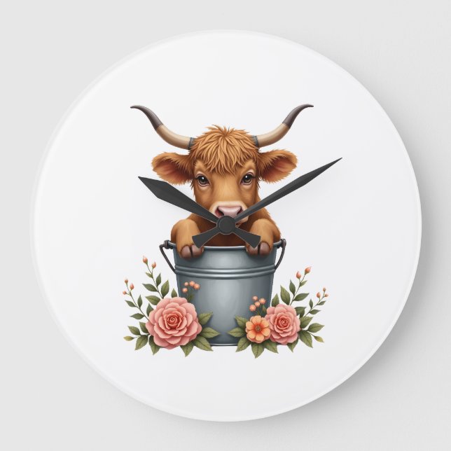 Relógio Grande Design de Mercado de Flores de Vaca das Terras Alt (Frente)