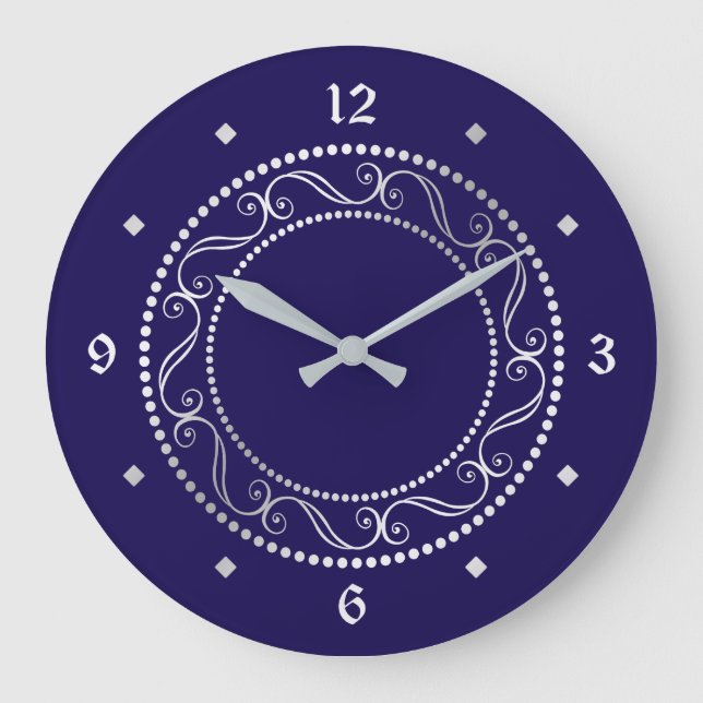 Relógio Grande Design de Ornamentado prateado elegante (Frente)