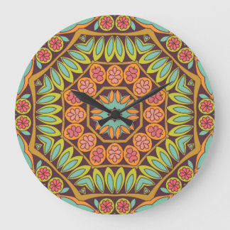 Relógio Grande Design de ornamento floral abstrato brilhante.