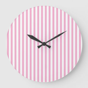 Relógio Grande Design de padrão de listra vertical rosa branco