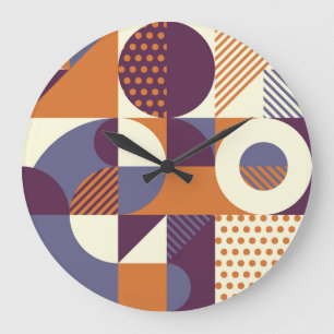Relógio Grande Design de Padrão Geométrico do Estilo Retroativo