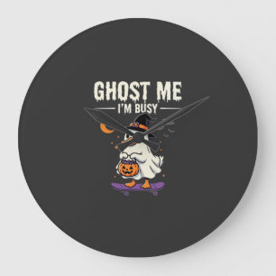 Relógio Grande Design de Skateboard Pato Fantasma de Halloween_1