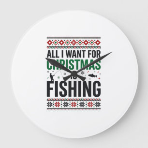 Relógio Grande Design de Suéter Feio de Pesca de Natal