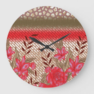 Relógio Grande Design de tecido de intricato com padrões florais