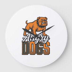 Relógio Grande Design de Tipografia Bulldog Vintage Angry Dogs_1