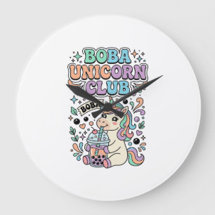 Relógio Grande Design de Tipografia Kawaii Clube Unicórnio Boba U
