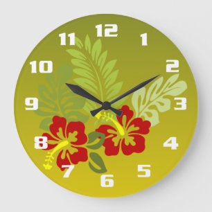 Relógio Grande design Hibiscus e limão inspirados na retirada tro