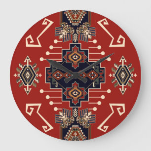 Relógio Grande Design Ornamental Rug: Vintage Geométrico.