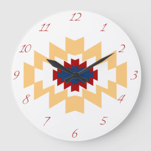 Relógio Grande Design Tribal Americano Nativo do Sudoeste Aztec