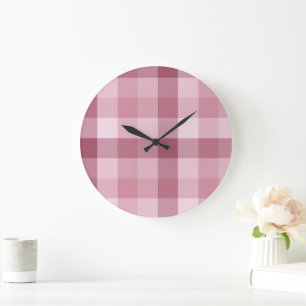 Relógio Grande Design Xadrez Gingham Rosa
