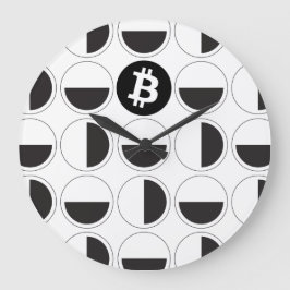 Relógio Grande Designer de Bitmoeda Preto e Branco