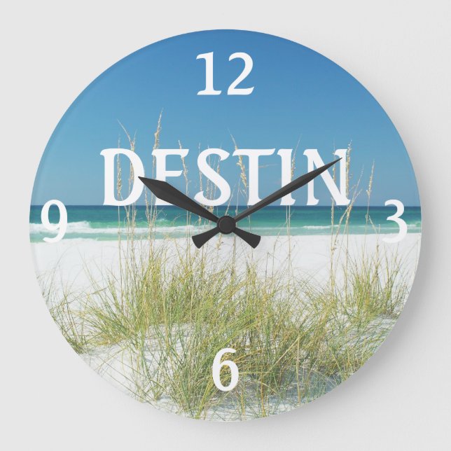 Relógio Grande DESTIN Florida Sea Oats Beach Wall Clock (Frente)