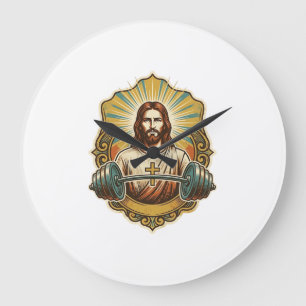 Relógio Grande Determinado Jesus Haltere Pesado de Ferro Levantam