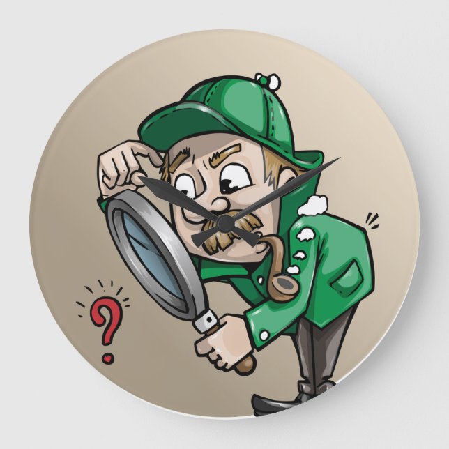 Relógio Grande Detetive Casaco Hat Magnifier Glass Private Eye Ar (Frente)