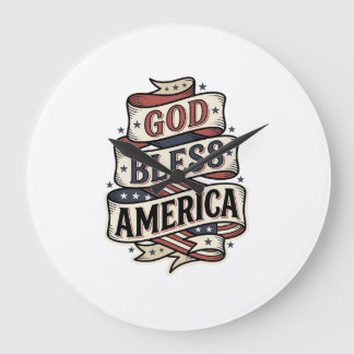 Relógio Grande Deus Abençoe o América Design Vetorial Patriótico