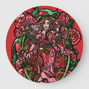 Relógio Grande Deusa rosa Garden Fairy