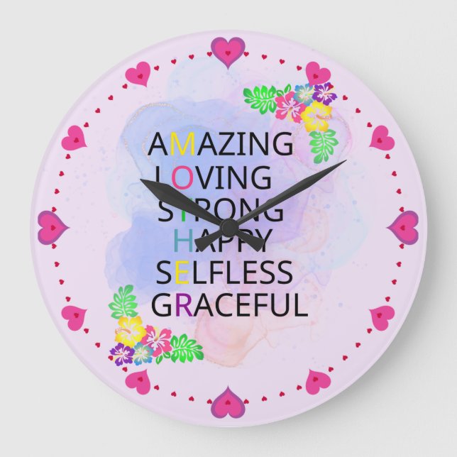 Relógio Grande Dia de as mães Feliz (Frente)