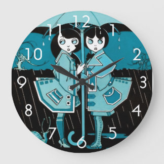 Relógio Grande Dia de chuva em azul