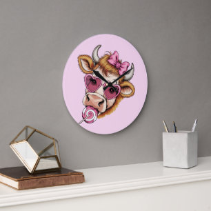 Relógio Grande Dia de os namorados do Namorados de Vaca Highland