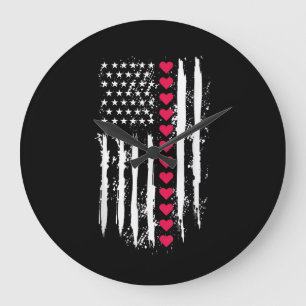 Relógio Grande Dia de os namorados Red Hearts US American