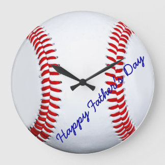 Relógio Grande Dia de os pais Feliz Baseball Large Wall Clock