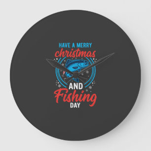 Relógio Grande Dia de Pesca de Natal Festa Vintage