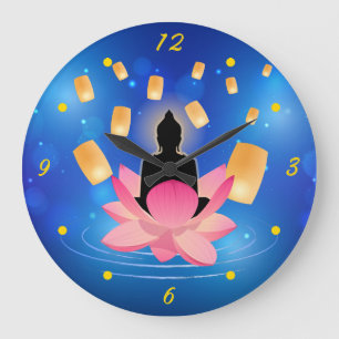 Relógio Grande Dia de Vesak Buda no Lanterna de Lótus Vaisakha