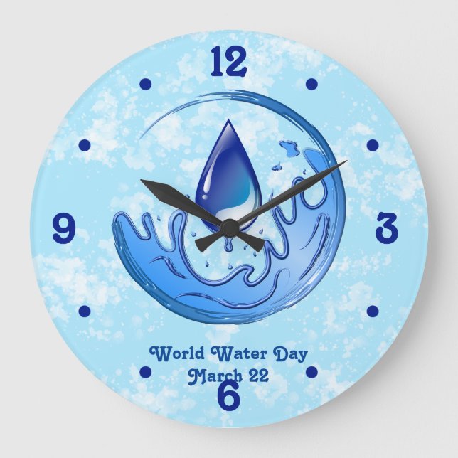 Relógio Grande Dia Mundial da Água Salve a Terra (Frente)