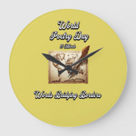 Relógio Grande Dia Mundial da Poesia. Palavras 'Bridging Borders'