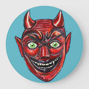 Relógio Grande Diabo Vermelho Vintage Halloweenies