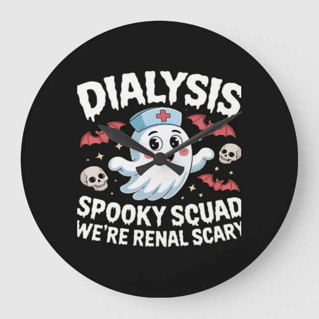 Relógio Grande Diálise Spooky Esquadrão Renal Nefrologia do Hallo (Frente)