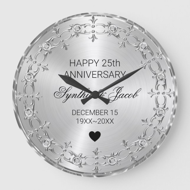 Relógio Grande Diamantes de Frame Floral (Frente)