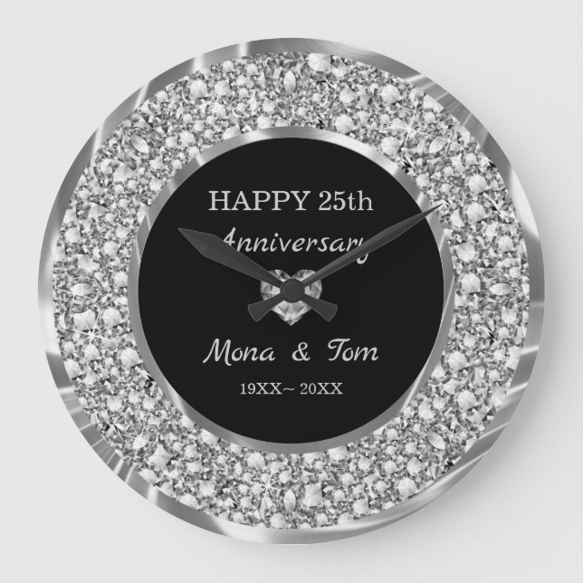 Relógio Grande Diamantes De Prata E Coração (Frente)