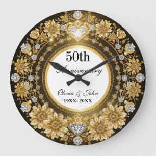 Relógio Grande Diamantes E Ouro 50º Aniversário De Casamento