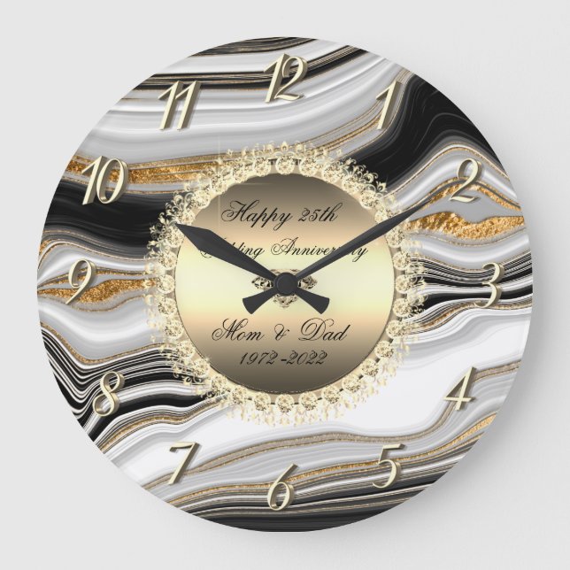 Relógio Grande Diamantes Marble 50 Aniversário de Casamento (Frente)