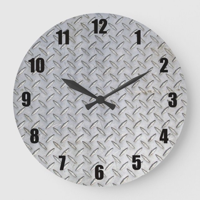 Relógio Grande Diamond Plate Wall Clock (Frente)